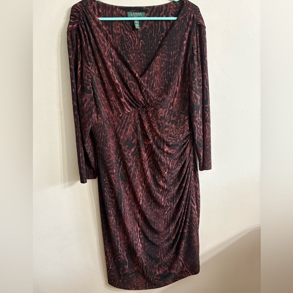 Ralph Lauren Black/Russet Wrap Style Dress. 
Size 18